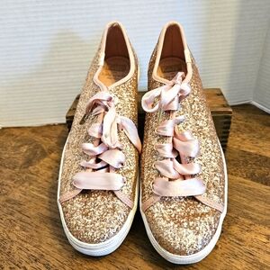Kate Spade Glitter Sneakers in Gold and Pink